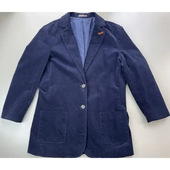 J.Mclaughlin Womens Aubrey Blazer Jacket M Navy Blue Corduroy Preppy Academia - Picture 1 of 14